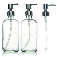 500ml Clear Glass Boston Round Bottles with Stainless Steel Pumps